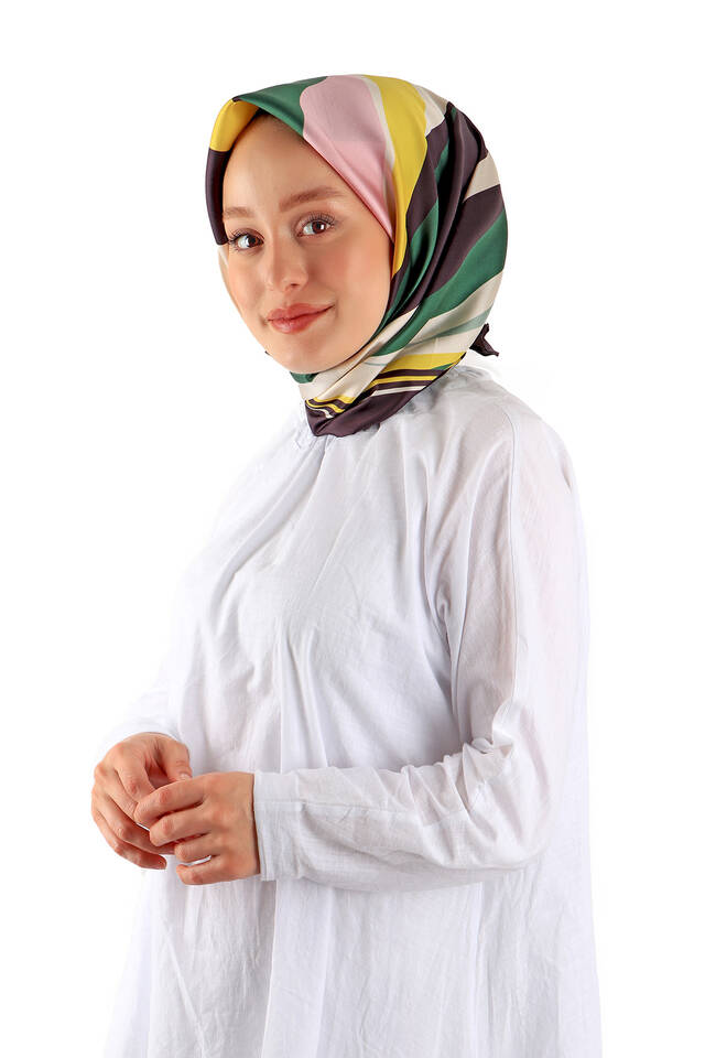 الزمرد موجة نمط حك الحرير وشاح مربع - 2