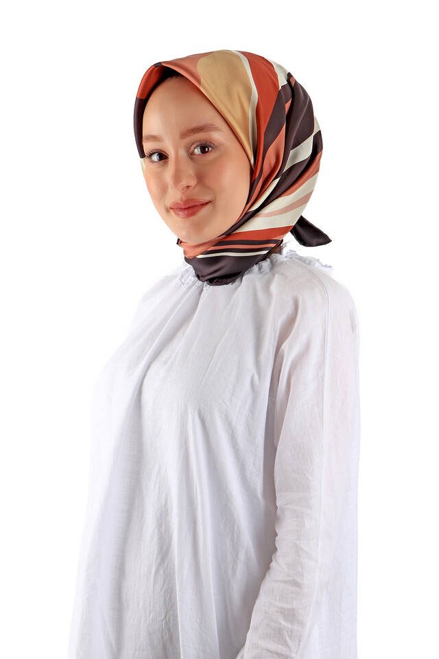 النحاس موجة نمط حك الحرير وشاح مربع - 2