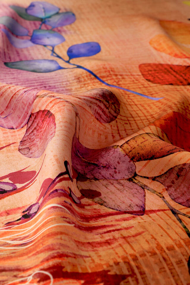 زهرة الرمان النباتية نمط سورة الحرير وشاح مربع - 2