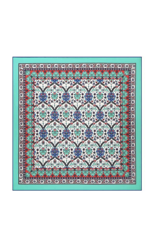 النعناع بلاط توليب نمط وشاح مربع ناعم - Bursa İpek