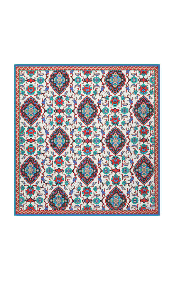 وشاح مربع ناعم بنمط بلاط السلمون - Bursa İpek