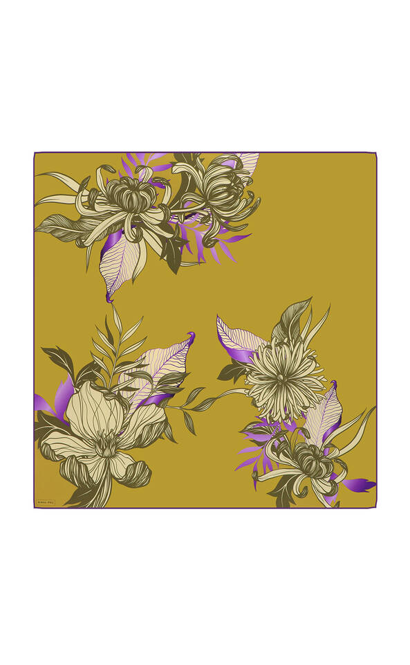 وشاح مربع من الحرير بنمط العصر الأخضر الحمضي 