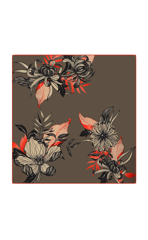 كاكي تشاغلا نمط حك الحرير وشاح مربع 