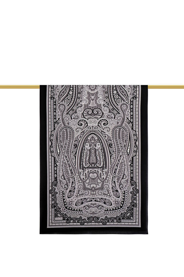 وشاح حرير سورا بنمط مراكش الرمادي - 3