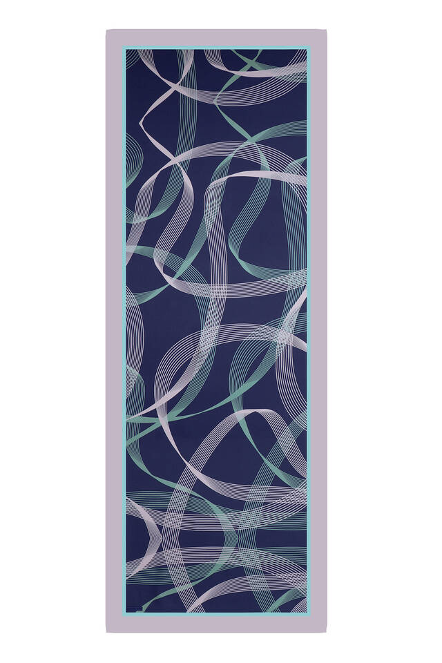 وشاح حريري بنمط تويل أزرق داكن - 3