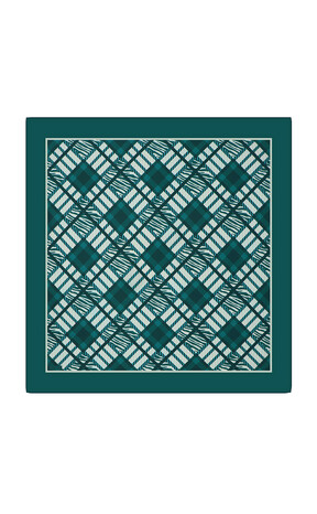 وشاح مربع من الحرير بنمط بلاط أخضر بترولي 