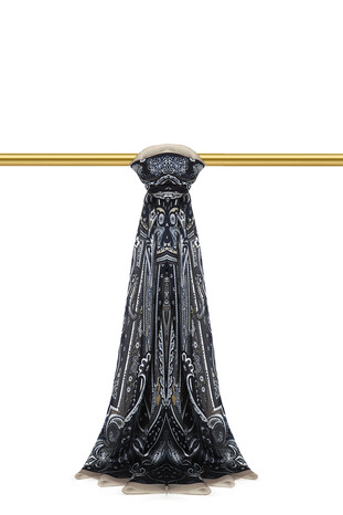 وشاح حرير سورا بنقشة الصحراء باللون البيج 