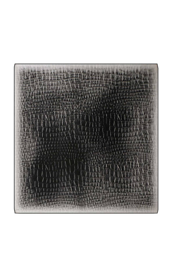 وشاح مربع من الحرير بنمط ديرين باللون الأسود - Bursa İpek