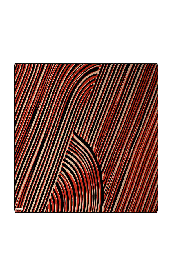 وشاح مربع من الحرير بنمط الوهم الأحمر - Bursa İpek