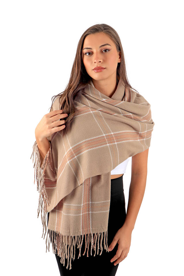شال شتوي بنقشة القهوة الحليبية - 2