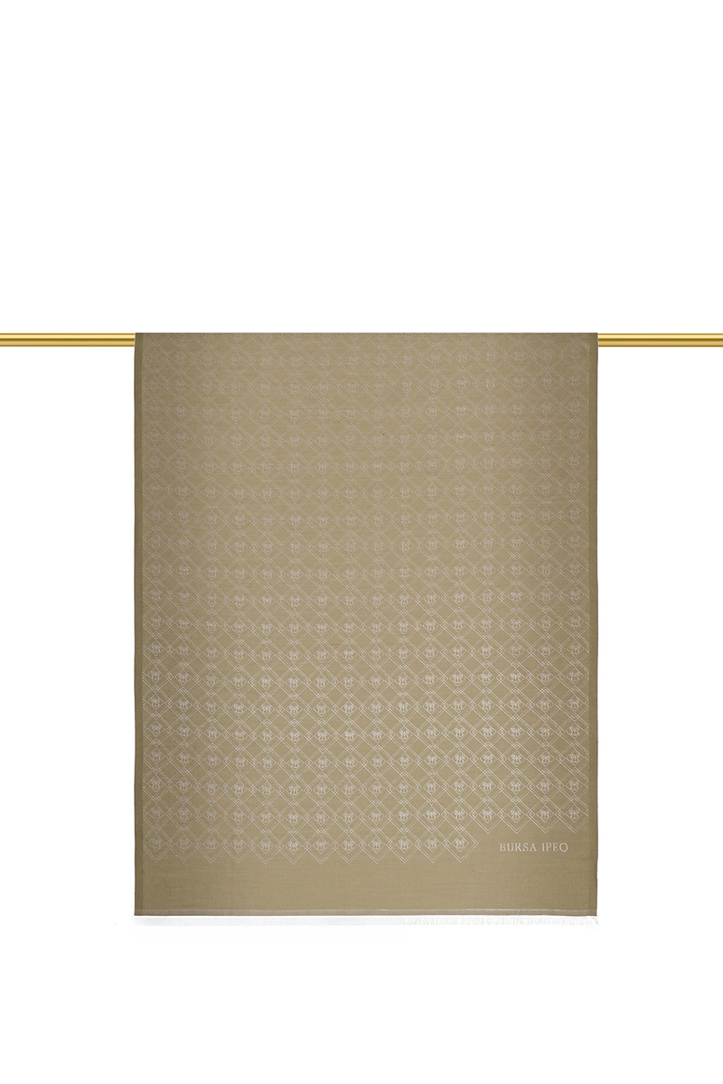 شال حرير جاكار بنقشة مونوغرام من الحجر الداكن - 2