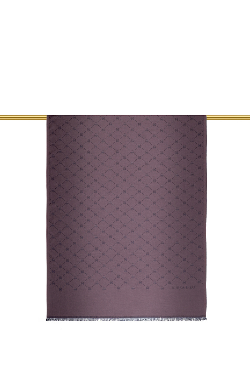 شال حرير جاكار بنقشة زهور وردية داكنة - 2