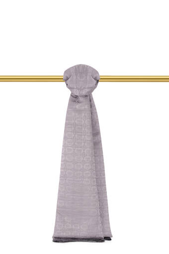 شال حرير قطني بنقشة فراشة الجمشت 