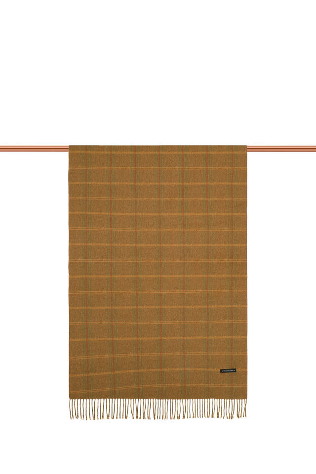 شال شتوي بنقشة مربعات بلون الخردل - 2