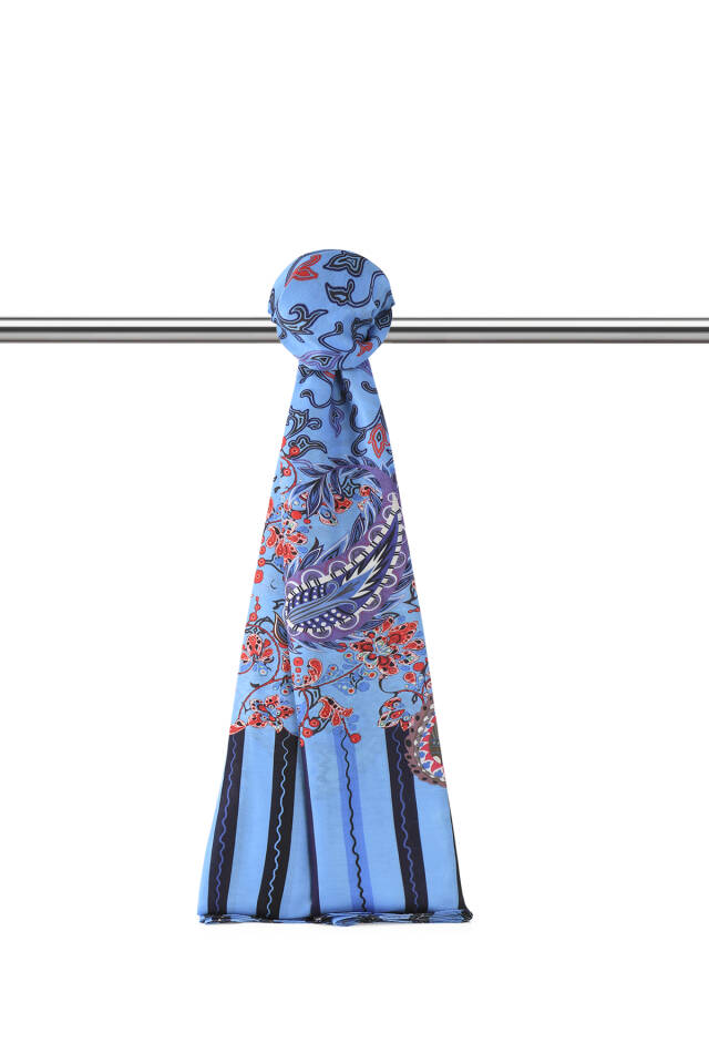 شال ناعم بنقشة اللبلاب الفيروزي 