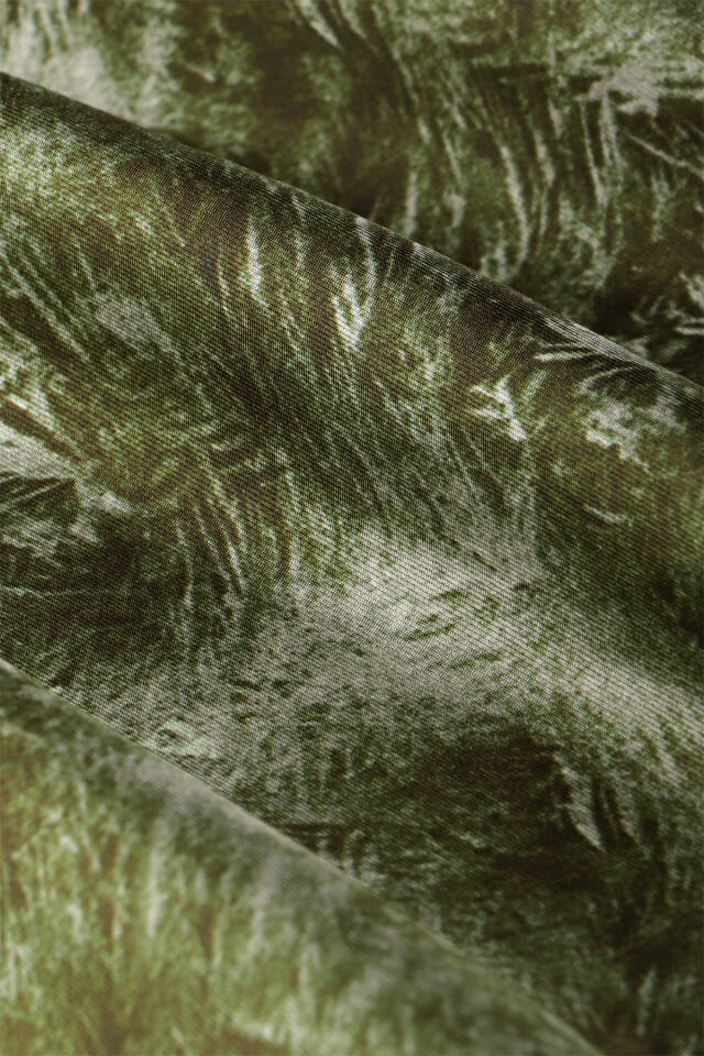 شال حرير مائل بنقشة فرشاة خضراء عشبية - 5