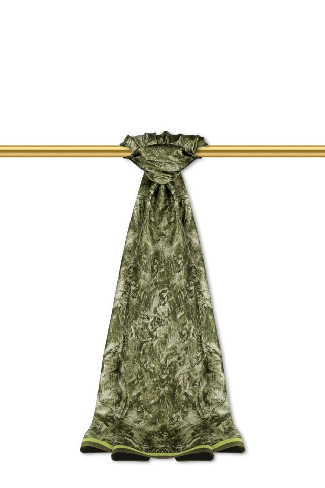 شال حرير مائل بنمط فرشاة كاكي 