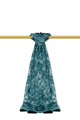 شال حرير مائل بنمط فرشاة باللون الأخضر الزيتي 