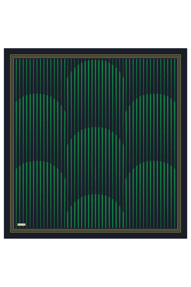 الأزرق الداكن ديلا نمط سورا وشاح الحرير - 2