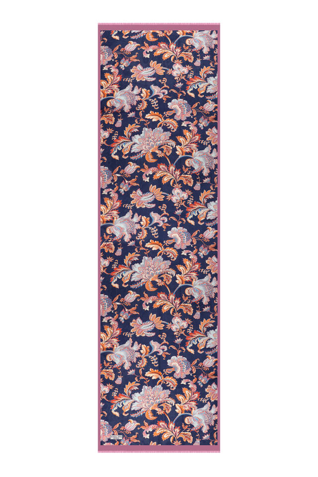 وشاح حريري من الفوال بنقشة زهور الورد المغبرة - 4