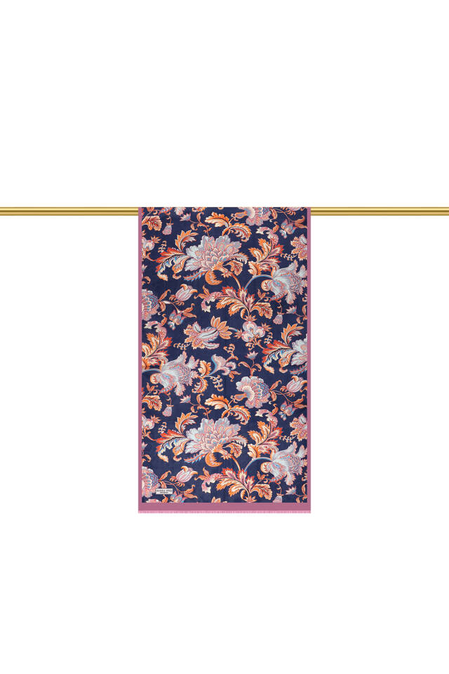 وشاح حريري من الفوال بنقشة زهور الورد المغبرة - 3