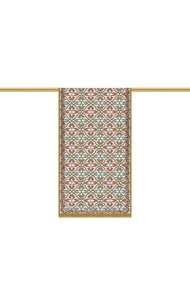 وشاح حرير فوال بنقشة اللبلاب الأخضر الزيتي - 3