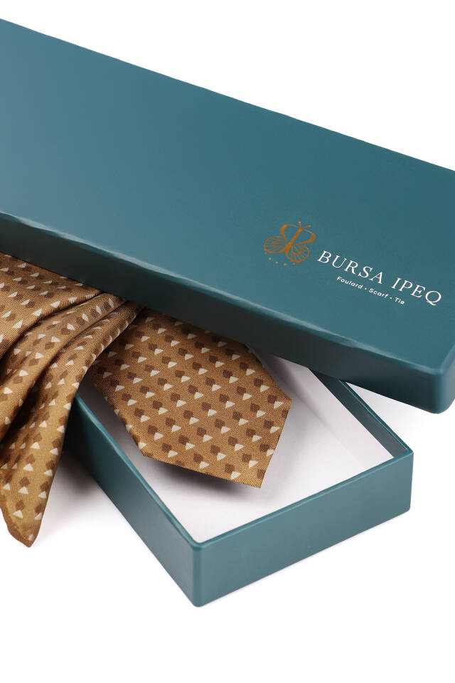 مجموعة ربطات عنق حريرية منقوشة باللون الذهبي - 3