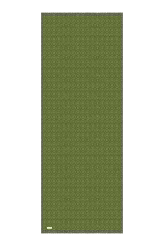 شال حرير قطني بنقشة أحادية اللون باللون الأخضر - 4