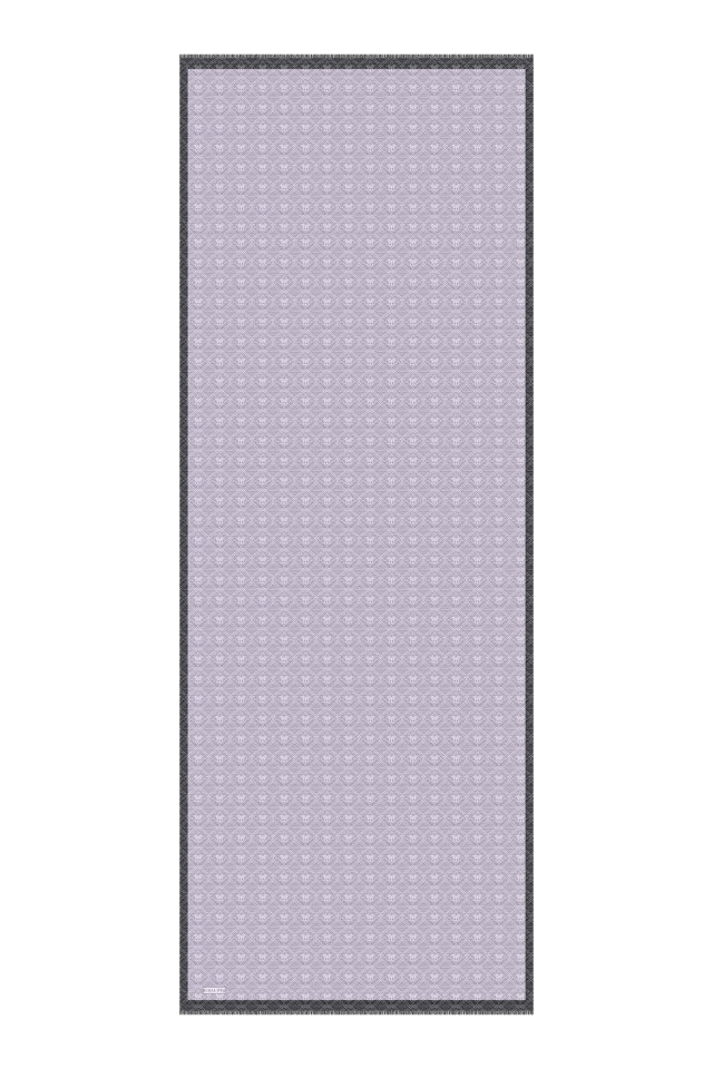 شال حرير قطني بنقشة أحادية اللون رمادية - 4