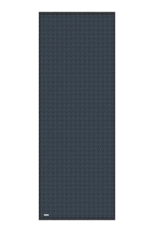 شال حرير قطني بنقشة أحادية اللون باللون البترولي الداكن - 4