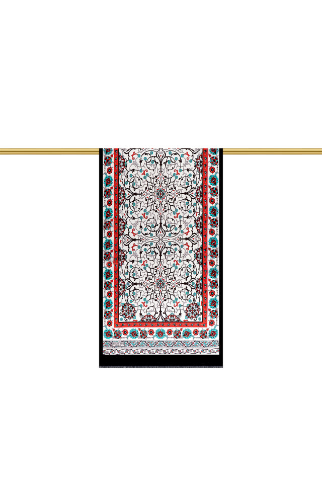 وشاح حريري ضيق بنقشة اللبلاب الأسود - 3