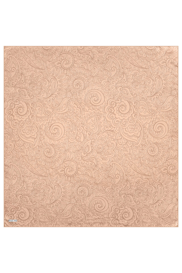 وشاح حريري مائل بنمط فني من سمك السلمون - 3