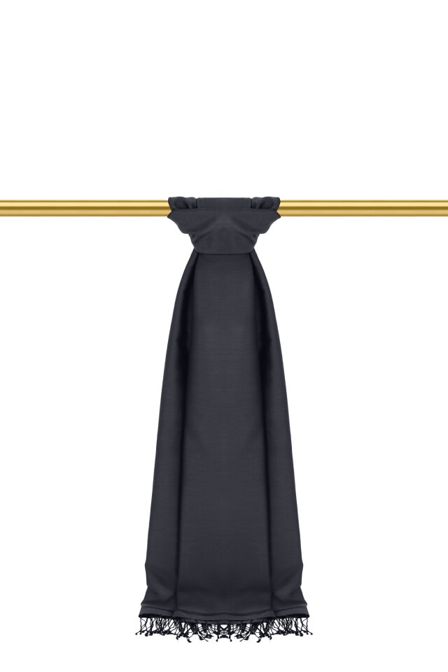 شال حريري مزدوج الوجهين أسود أنثراسيت - 2