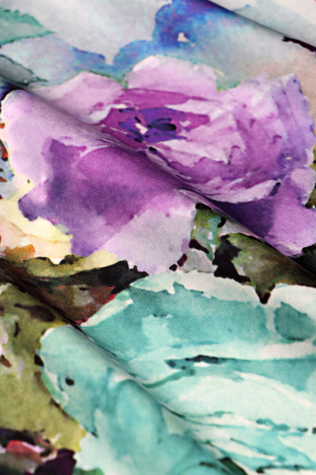 وشاح حرير سورا بنقشة الكاميليا النعناعية - 4