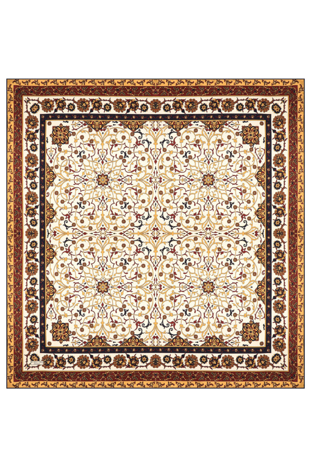 وشاح حرير سورا بنقشة اللبلاب الخردلي - 3