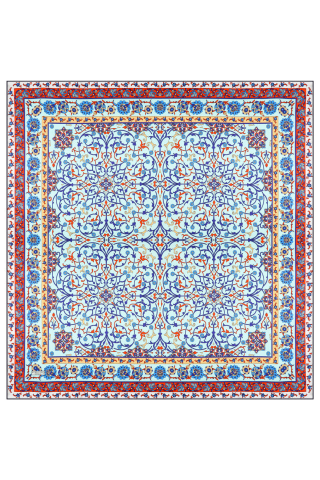 وشاح حرير سورا بنقشة اللبلاب الأزرق - 3