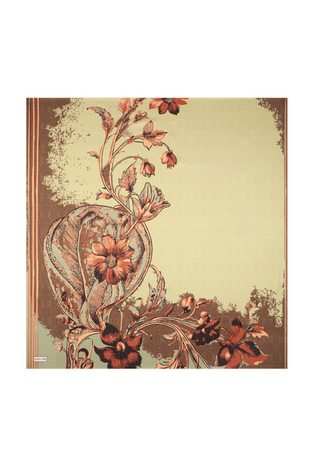 وشاح حريري مائل بنقشة البحر الأخضر - 3