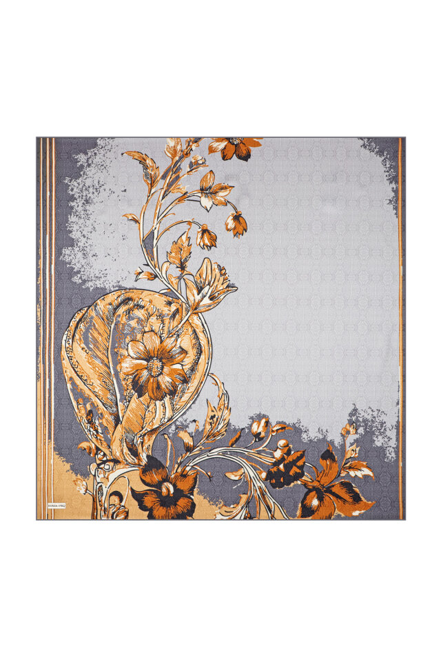 وشاح حريري مائل بنقشة البحر المدخن - 3