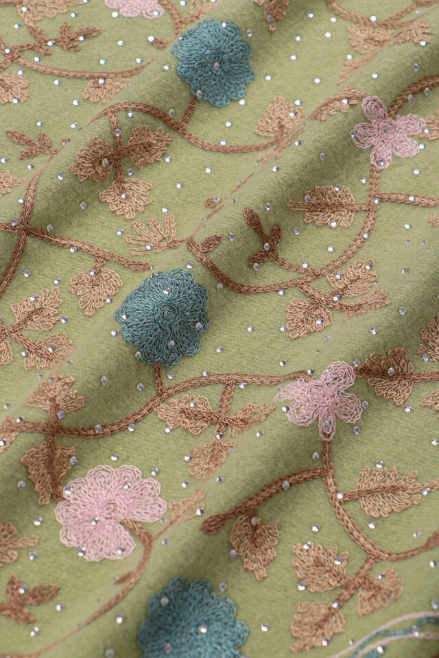 شال شتوي مطرز بحجر أخضر فاتح - 4