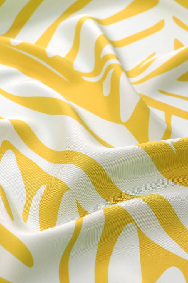 Acid Green Crop Pattern Twill Silk Scarf - 5