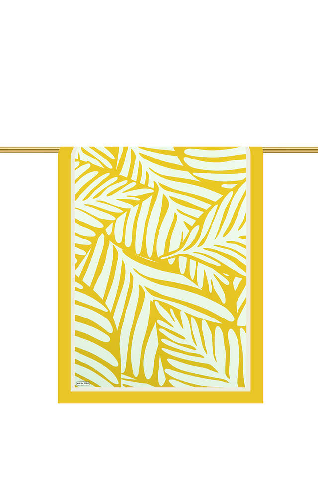 Acid Green Crop Pattern Twill Silk Scarf - 3