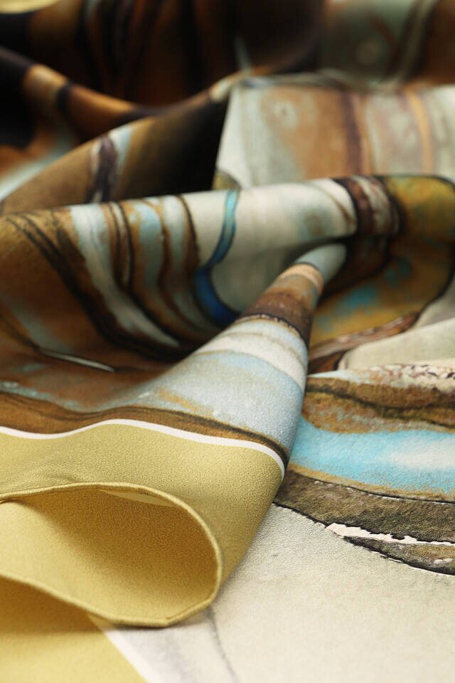 Acid Green Granite Pattern Sura Silk Scarf - 3