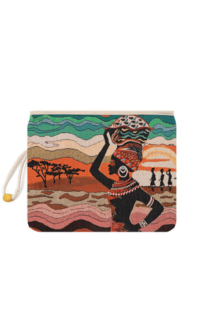 Afro Pattern Tapestry Handbag - Thumbnail