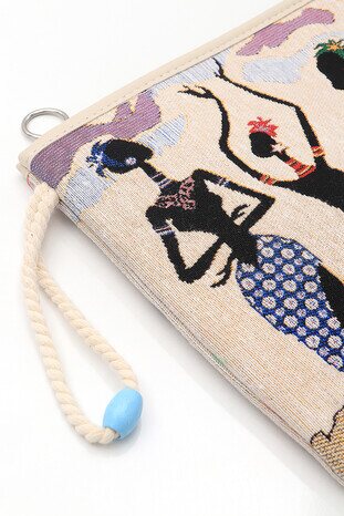Afro Pattern Tapestry Handbag - Thumbnail
