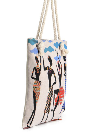 Afro Women Pattern Tapestry Shoulder Bag - Thumbnail