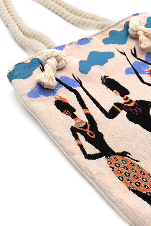 Afro Women Pattern Tapestry Shoulder Bag - Thumbnail