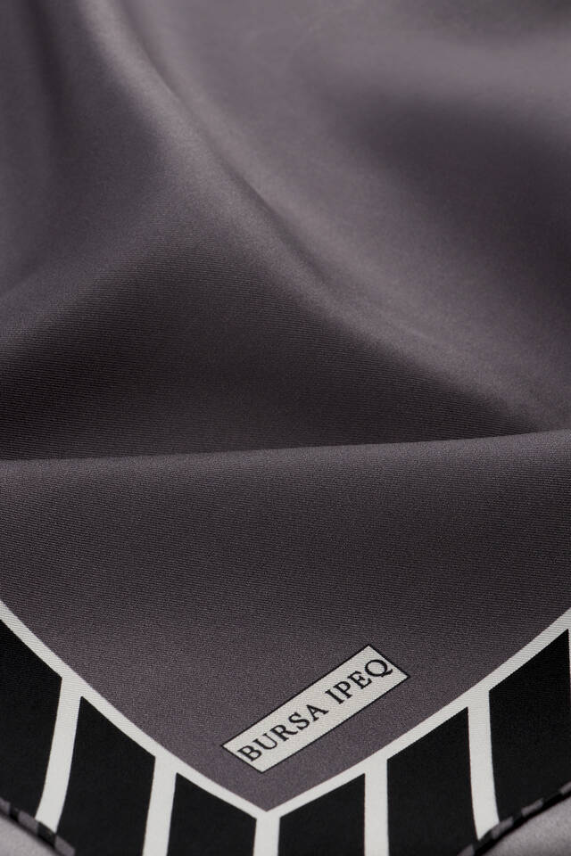 Amethyst Stripe Pattern Twill Silk Square Scarf - 3