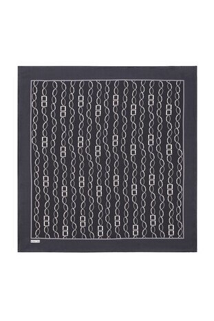 Anthracite Chain Pattern Twill Silk Square Scarf 