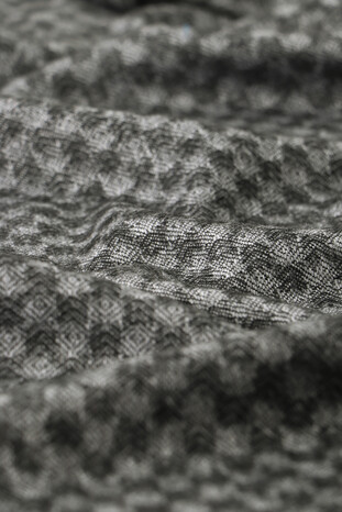 Anthracite Gray Patterned Men's Wool Scarf - Thumbnail
