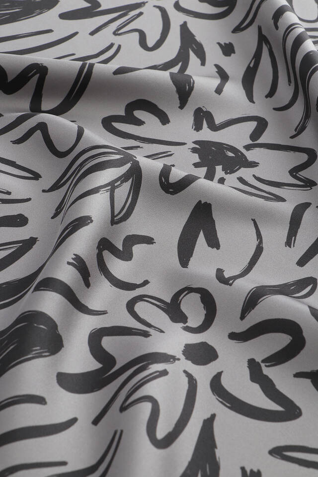 Anthracite Spring Pattern Twill Silk Scarf - 4